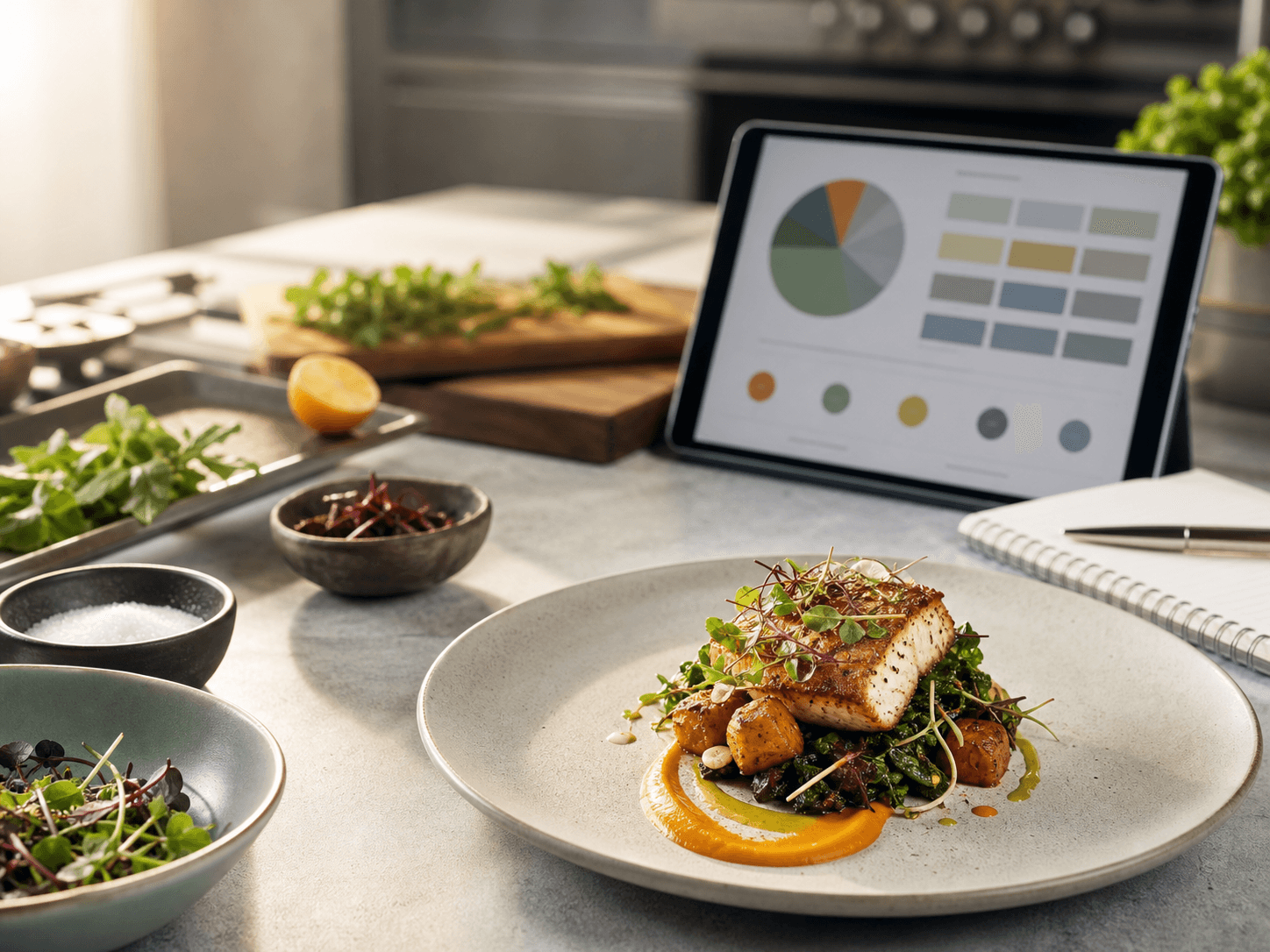 Plated dish with costing workspace
